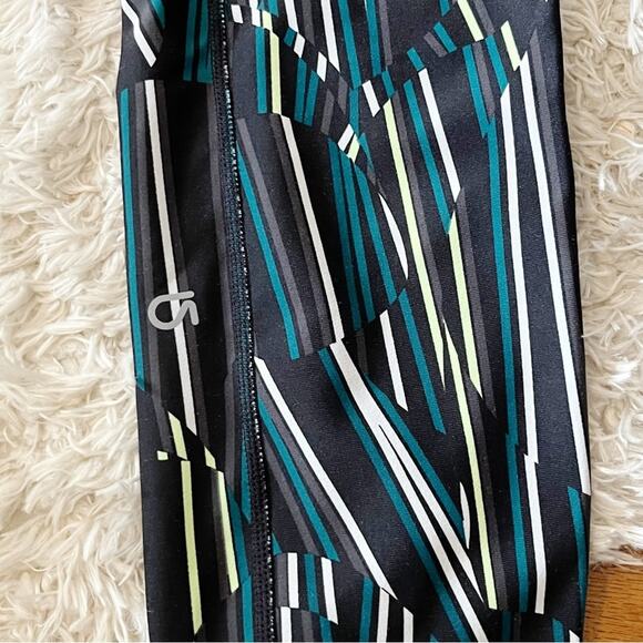 Gap Fit gfast black stripe geometric workout leggings womens size Large L - Picture 7 of 12